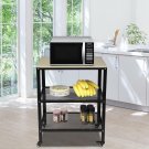 3-Tier Kitchen Serving Trolley Microwave Oven Utility Cart on Wheels Baker'sRack
