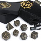 ENHANCE DnD Metal Dice Set - 7pc Polyhedral Dice with Storage Case and Dice Bag