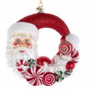 Kurt Adler Bellissimo Glass Santa Head Candy Wreath Ornament Vtg Christmas Decor