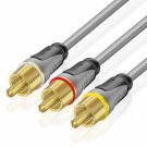 3 RCA Cable 50FT 3RCA AV Composite Video Stereo Audio Male Plug Jack Wire Cord