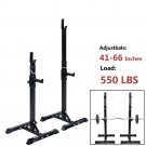 Pair of Adjustable Rack Sturdy Steel Squat Barbell Free Bench Press Stands GYM