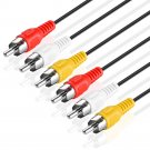 3 RCA Cable AV Composite Video 2RCA Stereo Audio Male Plug Jack Wire Cord - 50FT