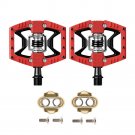 Crankbrothers Double Shot 3 Bike Pedals Pair (Red/Black) with Traction Plates