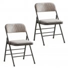 Fabric White Steel Frame Padded Folding Chair(2 PACK)