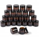 24 Pack 2 oz Amber Glass Jars with Lids and 6 Spatulas for Storing Makeup Liquid