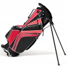 Golf Stand Bag 6 Way Divider Golf Carry Bag w/ Straps & 7 Storage Pockets Red