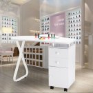 Pro Nail Manicure Table Salon Mobile Work Station Storage w/ Lockable Castors