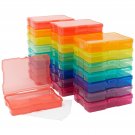 24-Pack Photo Storage Boxes for 4x6 Pictures with 40 Blank Labels, Rainbow Color