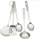 Amco 8796 Stainless Steel 5-Piece Utensil Set, 14 Inch Long Handle