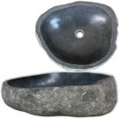 Basin River Stone Oval 14.6"" Sink Single Bathroom Bowl Faucet Drain Washbowl
