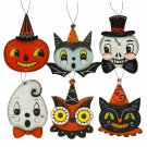 Set/6 Johanna Parker Transpac Ghost Cat Pumpkin Peeps Halloween Decor Ornaments