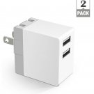 US Plug Dual Port USB Wall Charger 5 Volt 2 Amp AC-DC Power Adapter Converter 2X