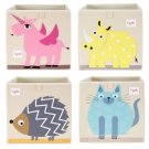3 Sprouts Children's Foldable Fabric Storage Cube Box Soft Toy Bin Set (4 Pack)