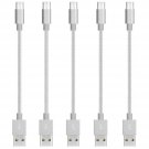 Android 10in Short Micro USB Charger Cable 5 Pack 10 inch Nylon Braided Grey