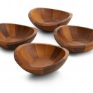 Nambe Braid Collection Individual Salad Bowls, Set of 4, Acacia Wood - Brown