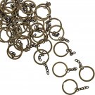 100Pcs Antique Bronze Split Keyrings with Chain Bulk 1.2"" for Home Car Key Craft