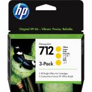 HP 712 3-pack 29-ml Yellow DesignJet Ink Cartridge, 3ED79A