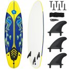 6' Surfboard Foamie Body Surfing Board W/3 Fins & Leash for Kids Adults Yellow