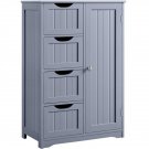 Wood Bathroom Floor Cabinet w/ 4 Drawers & Cupboard Unit Hallway Storage Cabinet