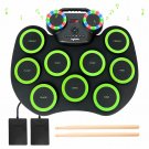 PAXCESS 9 Pad Roll Up Electronic Drum Set with Foot Pedals, Speaker, and Lights