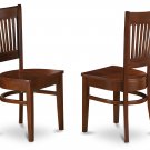 Set of 2 Vancouver dinette kitchen dining chairs w/ plain wood seat in espresso