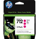 HP 712 3-pack 29-ml Magenta DesignJet Ink Cartridge, 3ED78A