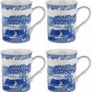 Spode Blue Italian Large Porcelain Coffee Mugs, Set of 4, 12 oz - Blue White