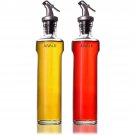 2-Piece Set Glass Cruet Bottle Lever Release Pourers Oil and Vinegar Dispensers