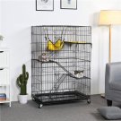 48"" Folding Metal Pet Cat Kennel Cage Crate Playpen w/ Free Hammock Bed Black