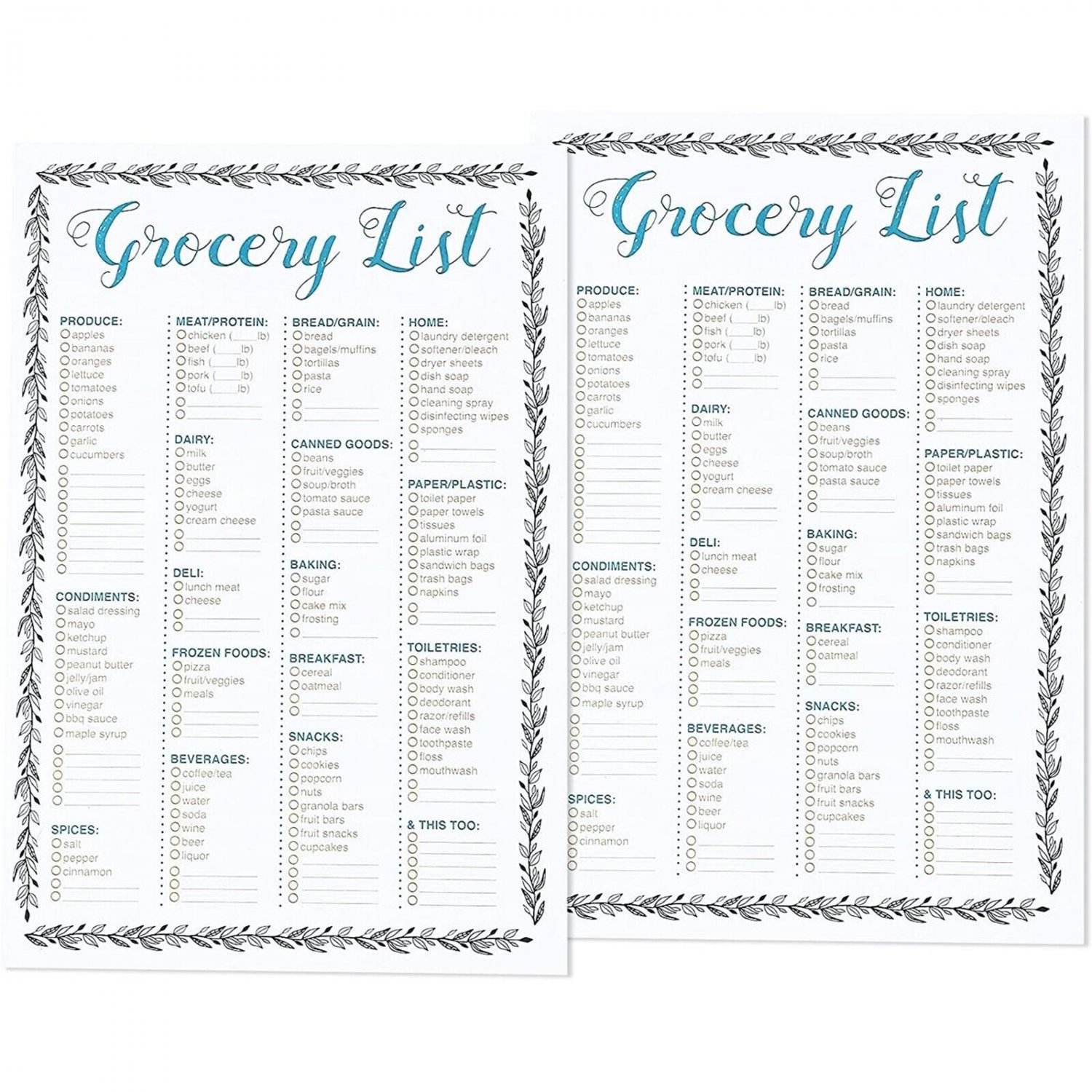 2 Pack Magnetic Grocery List Pad for Fridge Refrigerator To Do List Shopping