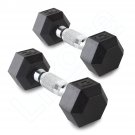 New 12 lb (Pair) Lizone Hex Rubber Coated Dumbbells Set Total 24 lbs