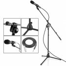 Pyle PMKSM20 Microphone and TriPod Stand With Extending Boom & Mic Cable Package