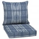 Outdoor Lounge Chair Cushions 2-Piece 24x24 Deep Seating Shibori Stripe Design