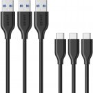3x Anker USB-C to USB 3.0 Cable 3ft Heavy Duty Fast Charging for Samsung LG Mac