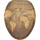 Sanilo 170 Elongated Soft Close Wood Adjustable Toilet Seat, World Map