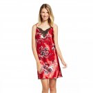 Gilligan & O'Malley Women's Satin Floral Chemise Nightgown - Red Velvet L