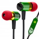 GOgroove Rugged Earbud Headphones with Mic and In-Ear Gels - Rasta