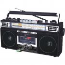 Supersonic SC-3201BT-BK Retro 4-Band Bluetooth Radio & Cassette Player Boombox