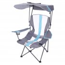 Kelsyus Premium Portable Folding Camping Chair, 50+UPF Canopy & Cup Holder, Blue