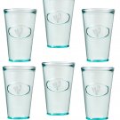 Amici Home Relief Drinking Recycled Green Rooster Italian Hiball Glass, Set of 6