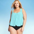 Women's Plus Size Drape Front One Piece Swimsuit - Aqua Green - Aquamarine - 20W