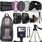 15 PC 58mm Kit for Canon Rebel T3i T5i T6i T6s 80D 77D 50"" Tripod + Backpack