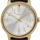 Timex TW2R85600 Men's Analog Gold-Tone Steel Watch Brown Leather Strap