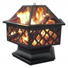 24in Wood Burning Fire Pit Firepits with Mesh Poker Fire Bowl for Outside Garden