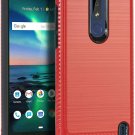 For Nokia 3.1 Plus (Cricket) - Hard Hybrid Armor Impact Case Cover Red Brushed
