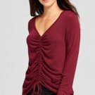A New Day Womens Burgundy V-neck Long Sleeve Lightweight Sweater - M