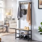 Hall Tree with Shoe Storage Bench Entryway Coat Rack Shoe Bench with 9 Hooks New
