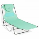 Ostrich Chaise Lounge Folding Sunbathing Poolside Beach Chair, Teal