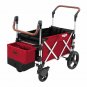 Keenz 7S Push Pull 2-Kid Baby Toddler Kids Wheeled Stroller Wagon w/ Canopy, Red