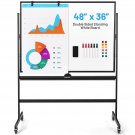 Costway 48""x36"" Mobile Magnetic Double-Sided Reversible Whiteboard Height Adjust